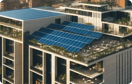 Edificio con paneles solares